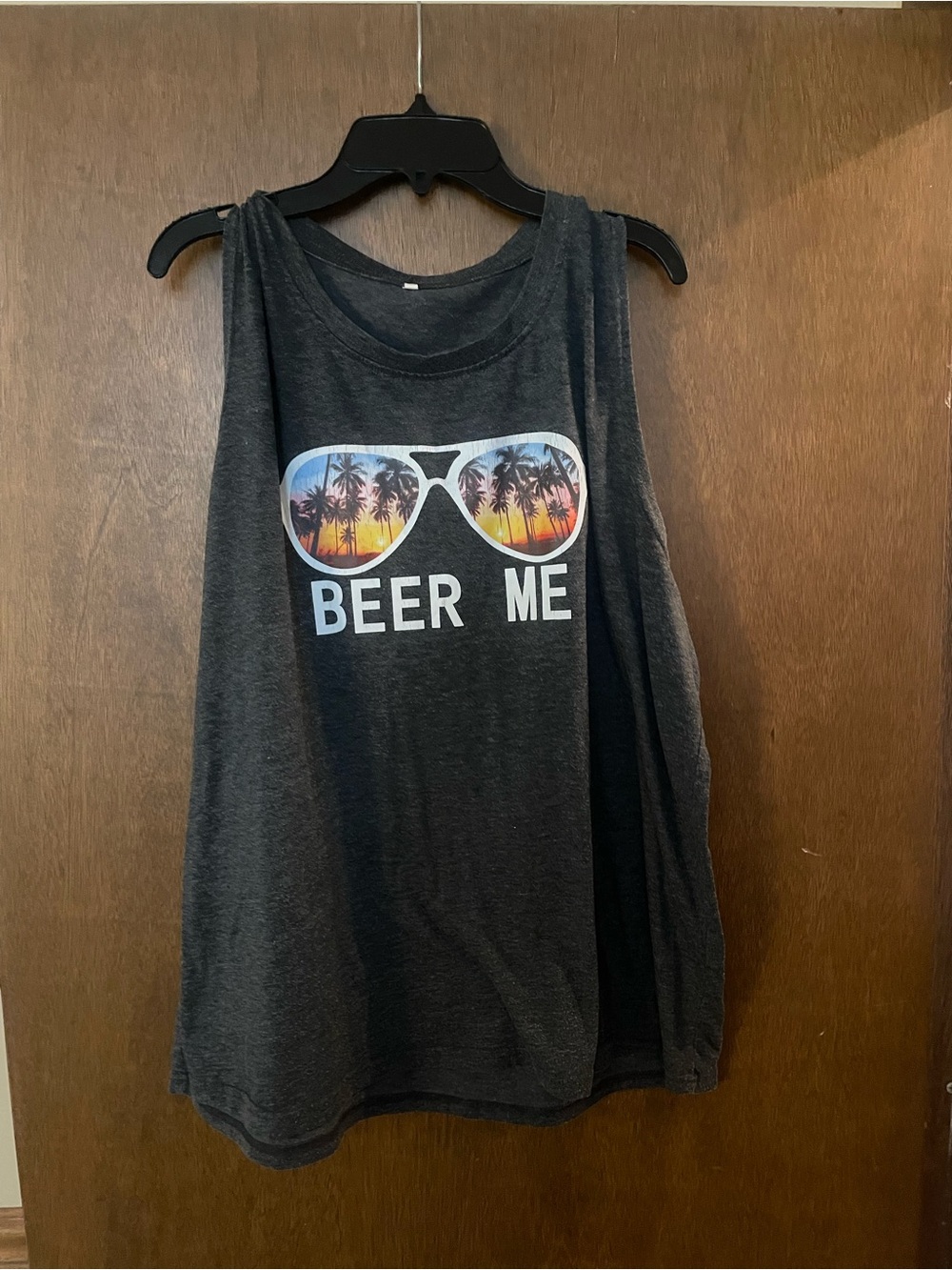 Charcoal 'Beer Me' Graphic Tank Top with Sunset Sunglasses
